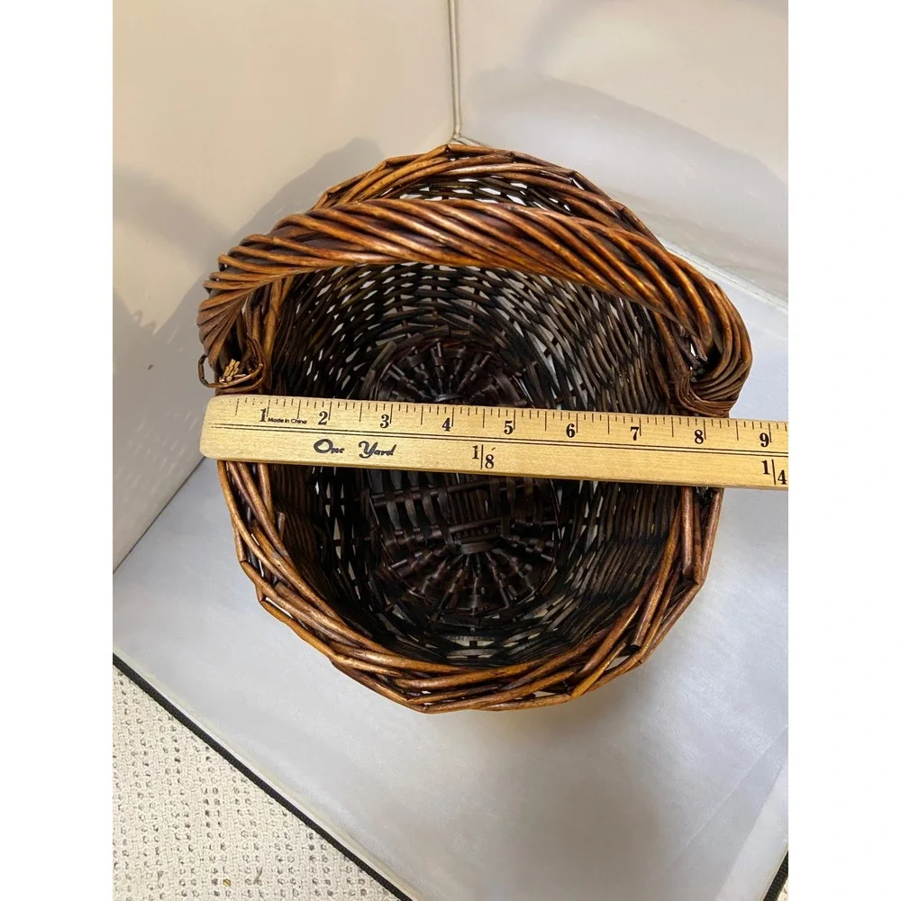 Wicker Basket Home Decor OS Dark Brown Woven Oval Gathering Basket Farmhouse
